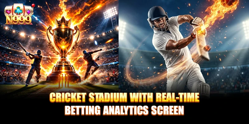 Cricket Stadium With Real-Time Betting Analytics Screen