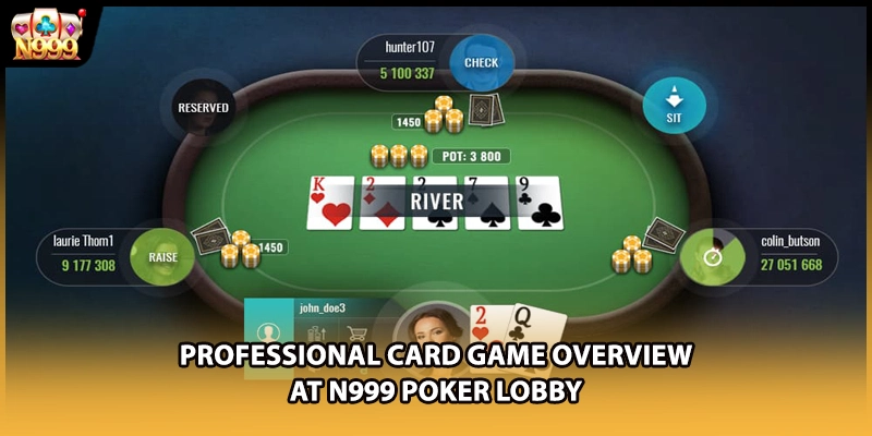 Professional card game overview at N999 Poker lobby