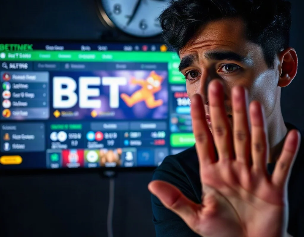 Person reflecting on gambling risks while looking at N999 Games platform