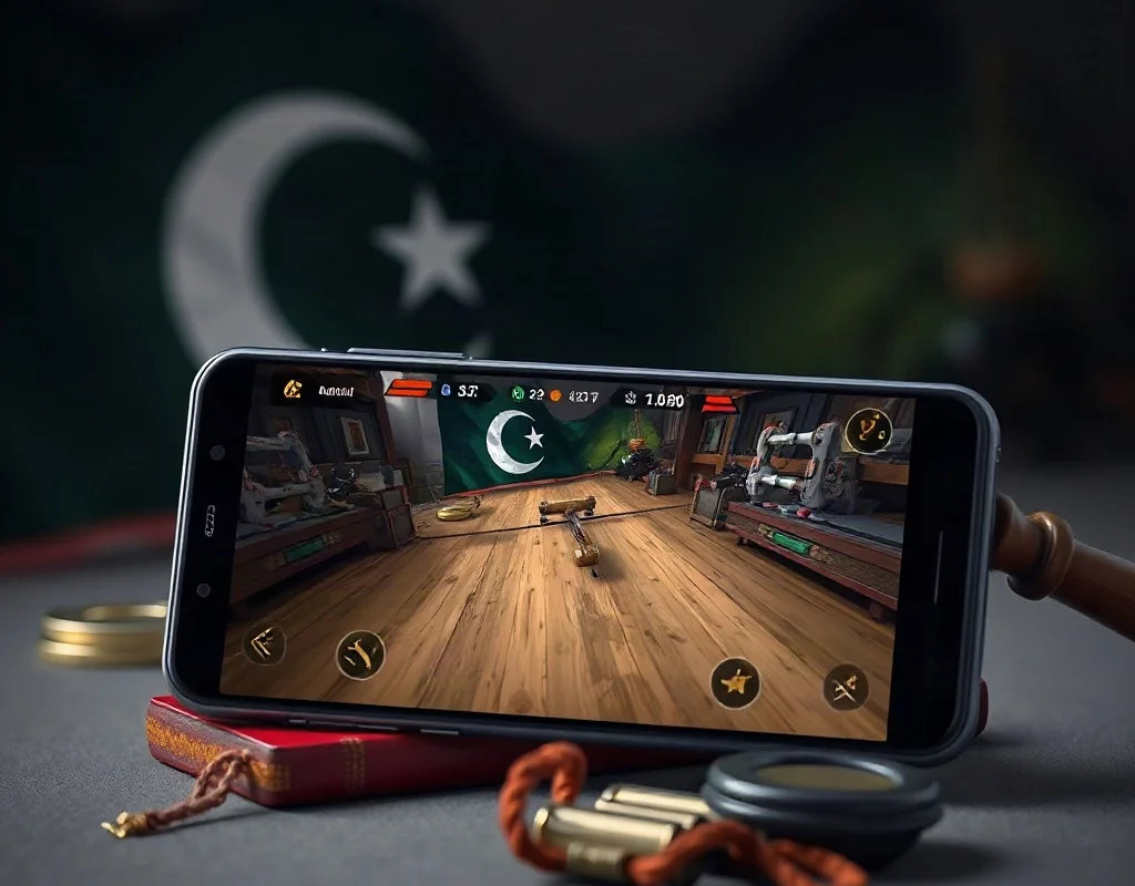 N999 app legal status in Pakistan illustration with gavel and smartphone