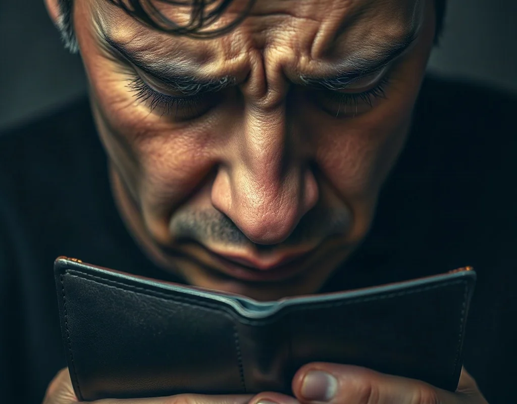Signs of problem gambling in Pakistan - worried person with empty wallet