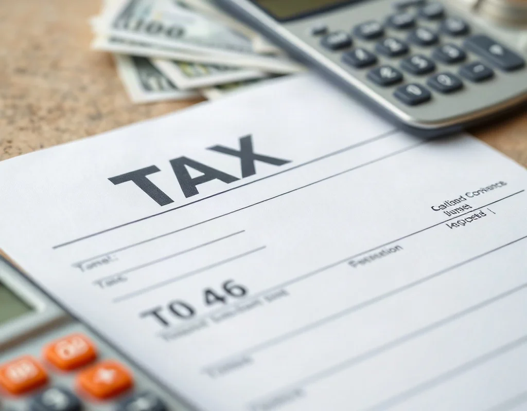 Tax form and money symbolizing taxation of betting winnings